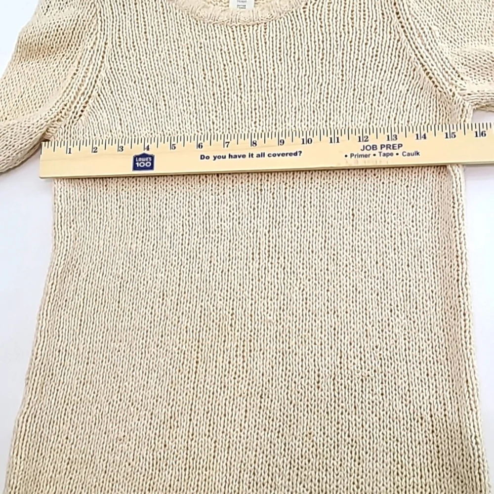 J. CREW Women's Cream Cotton / Lin / Nylon Long Sleeve Sweater‎ - Size Small